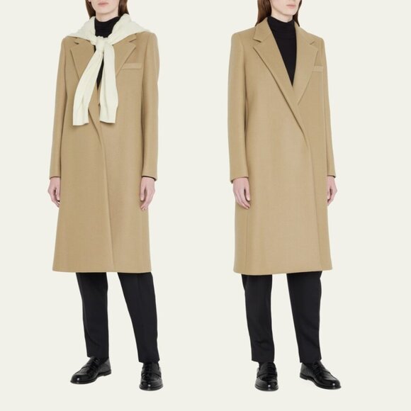 The Row Demi Trench Coat In Beige Peak Lapels Virgin Wool Sz 2 - Picture 1 of 16
